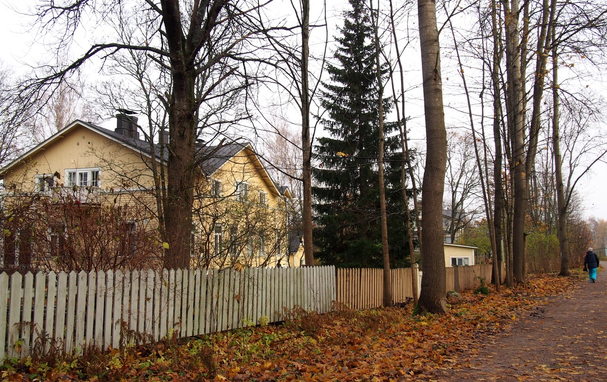 Junaradan pohjoispuolella sijaitseva puutaloalue Oulunkylässä.